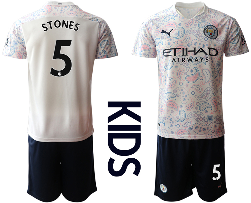 Youth 2020-2021 club Manchester City away white #5 Soccer Jerseys->customized soccer jersey->Custom Jersey